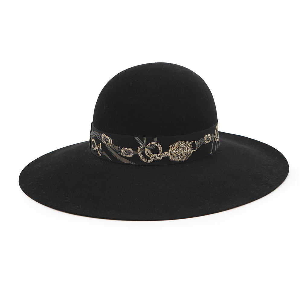 HERMES Francoise Hat BRIDES de GALA Size 57 Black Wool 100%