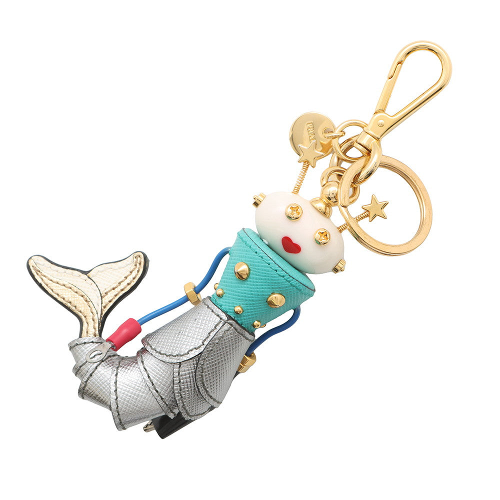 PRADA Robot Mermaid Keychain Multicolor1TR033 Metal Saffiano Leather Resin