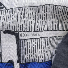 Load image into Gallery viewer, HERMES Giant Square Horse Bit MORS JOUETS Size 140 Gray/Blue/Black Cashmere70% Silk30%
