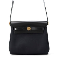 将图像加载到图库查看器中，HERMES Herbag zip Black Toile H Viking Vache Leather Hunter Size Mini
