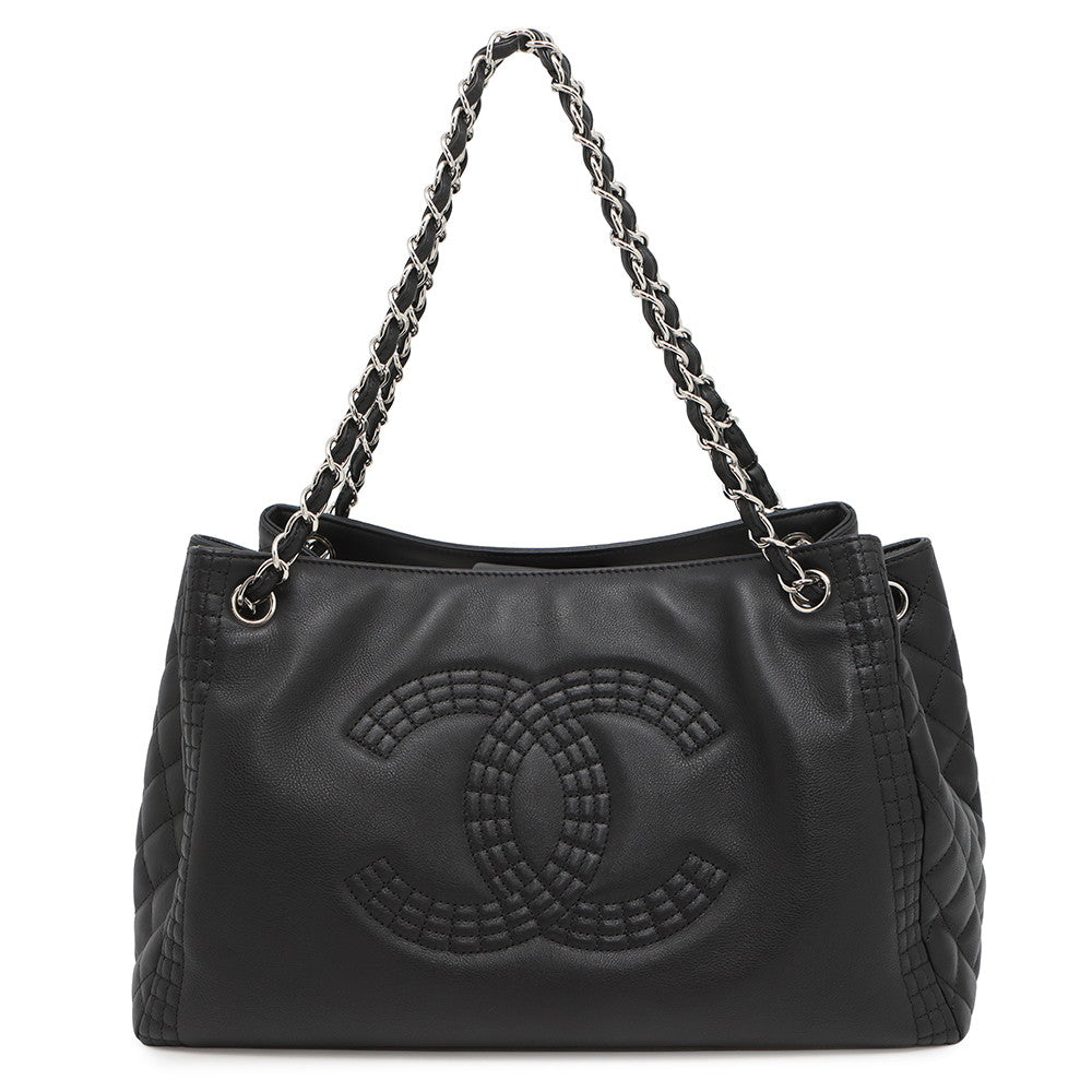 CHANEL CC Logo Matelasse ChainShoulder Tote Bag BlackA67172 Lambskin
