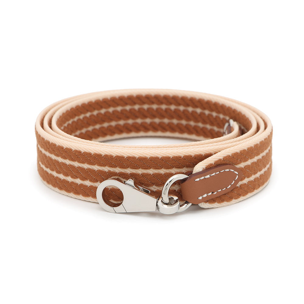HERMES Bandouliere Sangle Cordage Gold/Ivory Canvas Leather Size 43.3