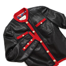 将图像加载到图库查看器中，GUCCI Leather Jacket Size 36 Black/Red/Navy Leather Cotton100%
