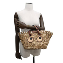 Load image into Gallery viewer, ANYA HINDMARCH Pepper Eyes Basket Bag Brown/Natural155120 Raffia Leather Size Small
