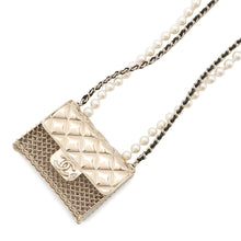 将图像加载到图库查看器中，CHANEL Matelasse bag motif necklaceAB6135 Metal Leather Faux Pearl
