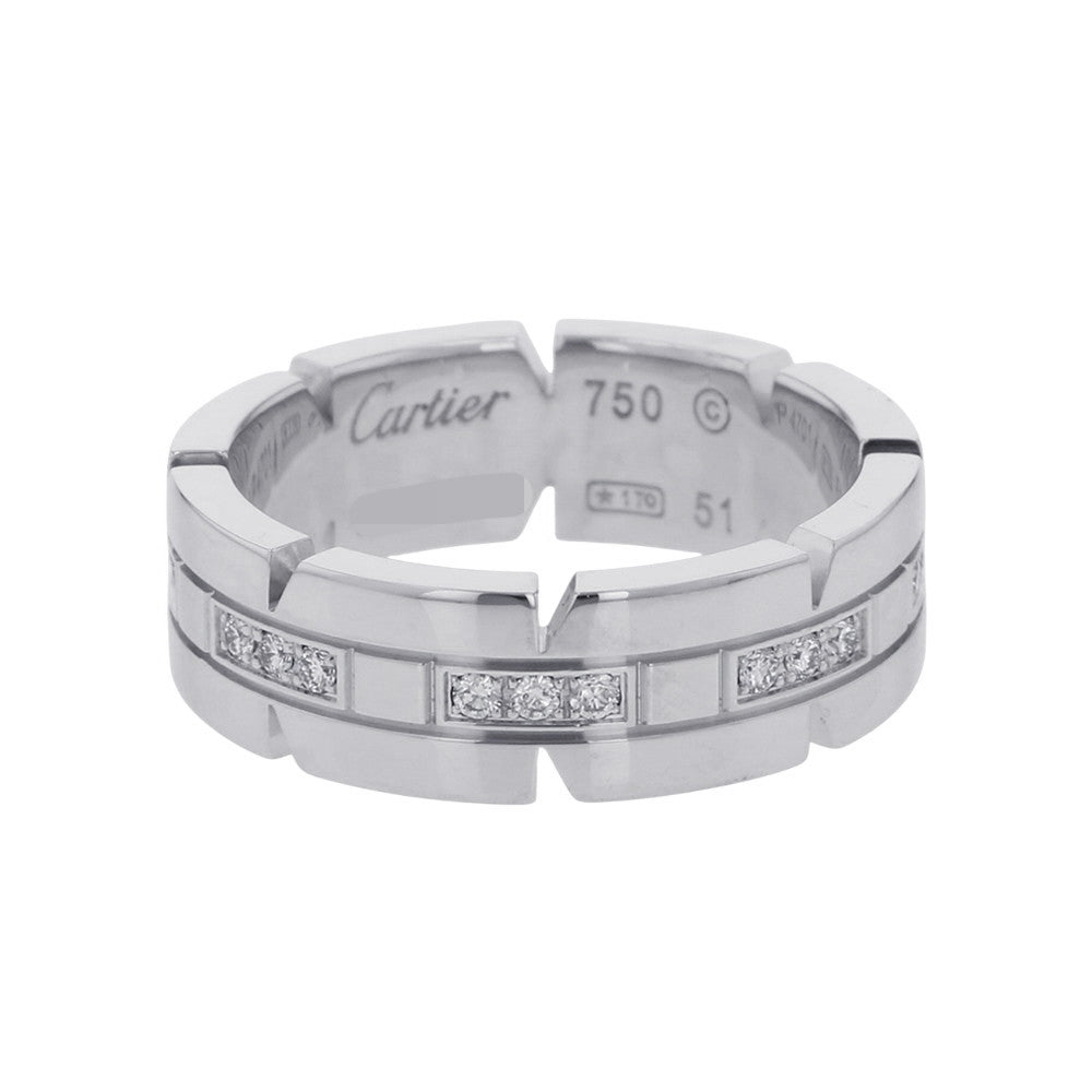 CARTIER Tank Française Half Diamond Ring Size 51/#11B4060100 18K White Gold