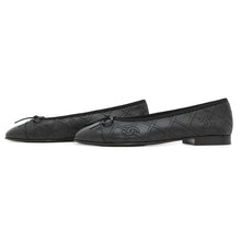 将图像加载到图库查看器中，CHANEL Matelasse Ballerina Ballet Shoes BlackG40110 Lambskin Enamel Size 37H
