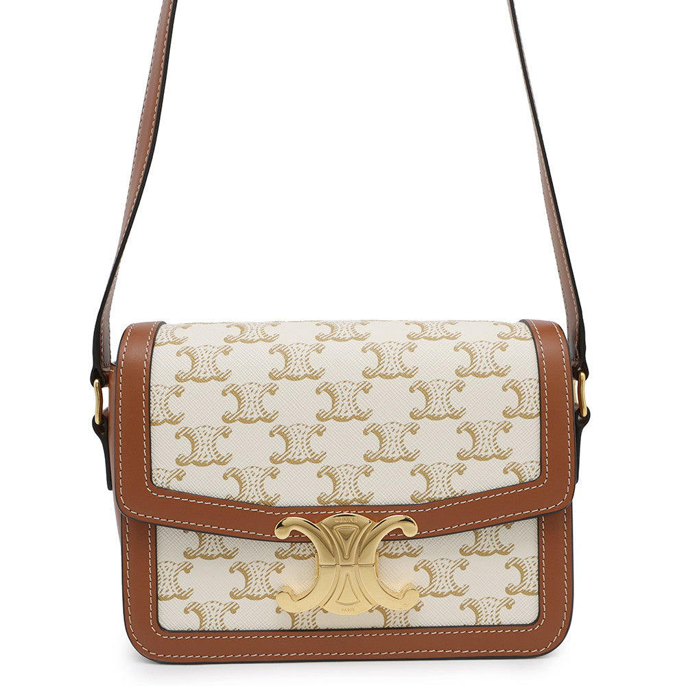 CELINE Teen Triomphe Shoulder Bag White188882BZ4.01BC PVC Calf Leather