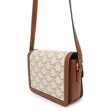 将图像加载到图库查看器中，CELINE Teen Triomphe Shoulder Bag White188882BZ4.01BC PVC Calf Leather
