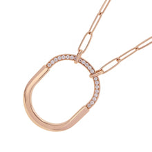 Load image into Gallery viewer, TIFFANY&amp;Co. Padlock Pendant Half Diamond Necklace Size Large 18K Pink Gold
