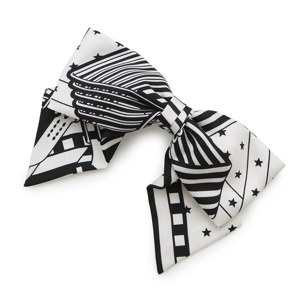 HERMES Grenelle Zig Zag Barrette Size PM Black/White Silk