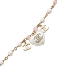 Load image into Gallery viewer, CHANEL CC Logo Heart ChainBraceletAB7003 Metal Faux Pearl Rhinestone
