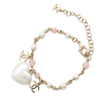 Load image into Gallery viewer, CHANEL CC Logo Heart ChainBraceletAB7003 Metal Faux Pearl Rhinestone
