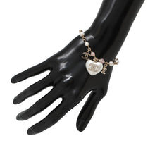 Load image into Gallery viewer, CHANEL CC Logo Heart ChainBraceletAB7003 Metal Faux Pearl Rhinestone
