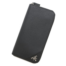 Load image into Gallery viewer, PRADA Saffiano Leather Round Zip Wallet Black2ML317 Leather
