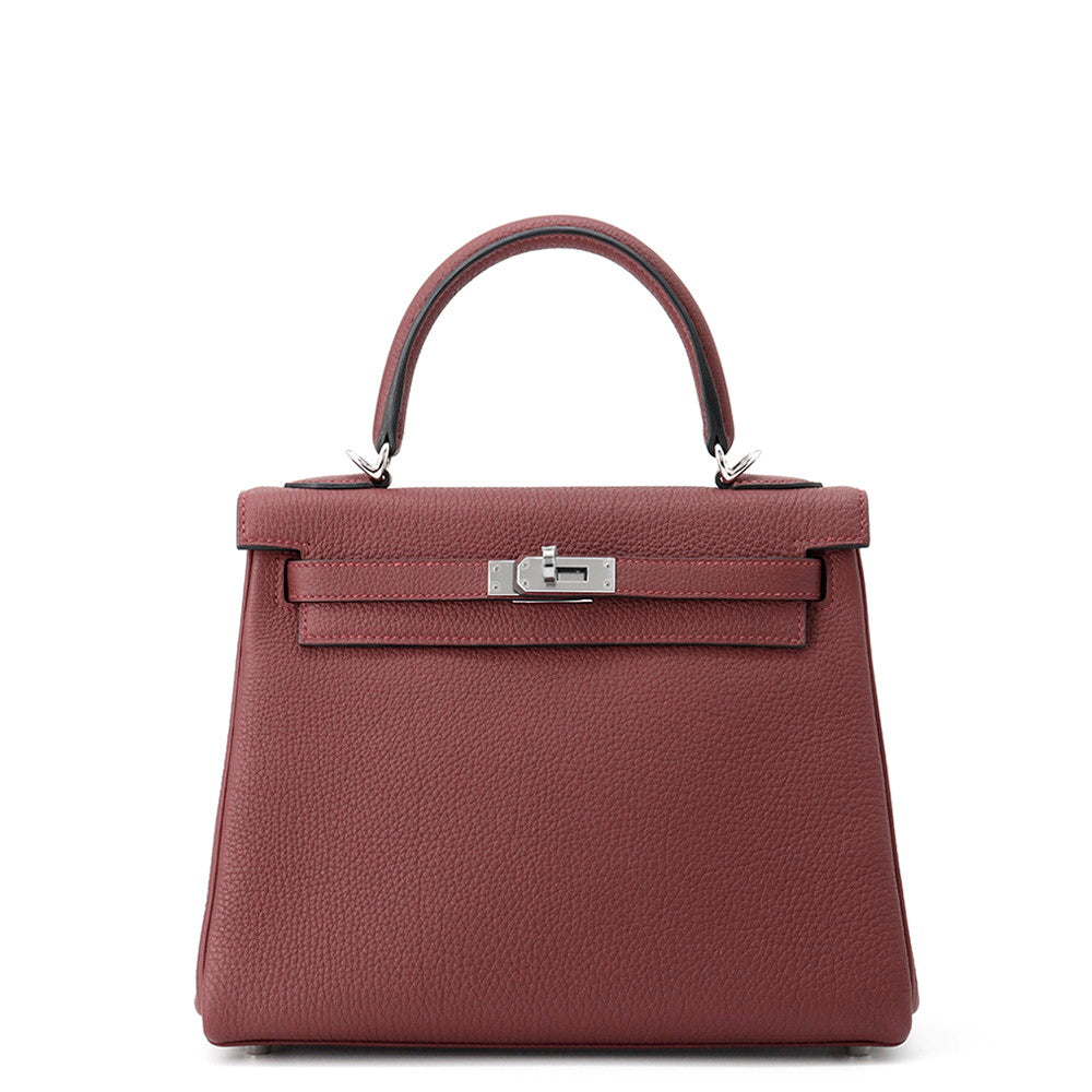 HERMES Kelly Retourne Rouge H Togo Leather Size 25