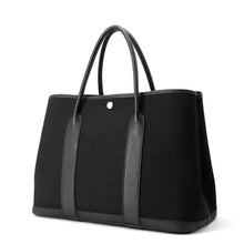 Load image into Gallery viewer, HERMES Garden Party Black Toile Military Negonda Leather Size PM
