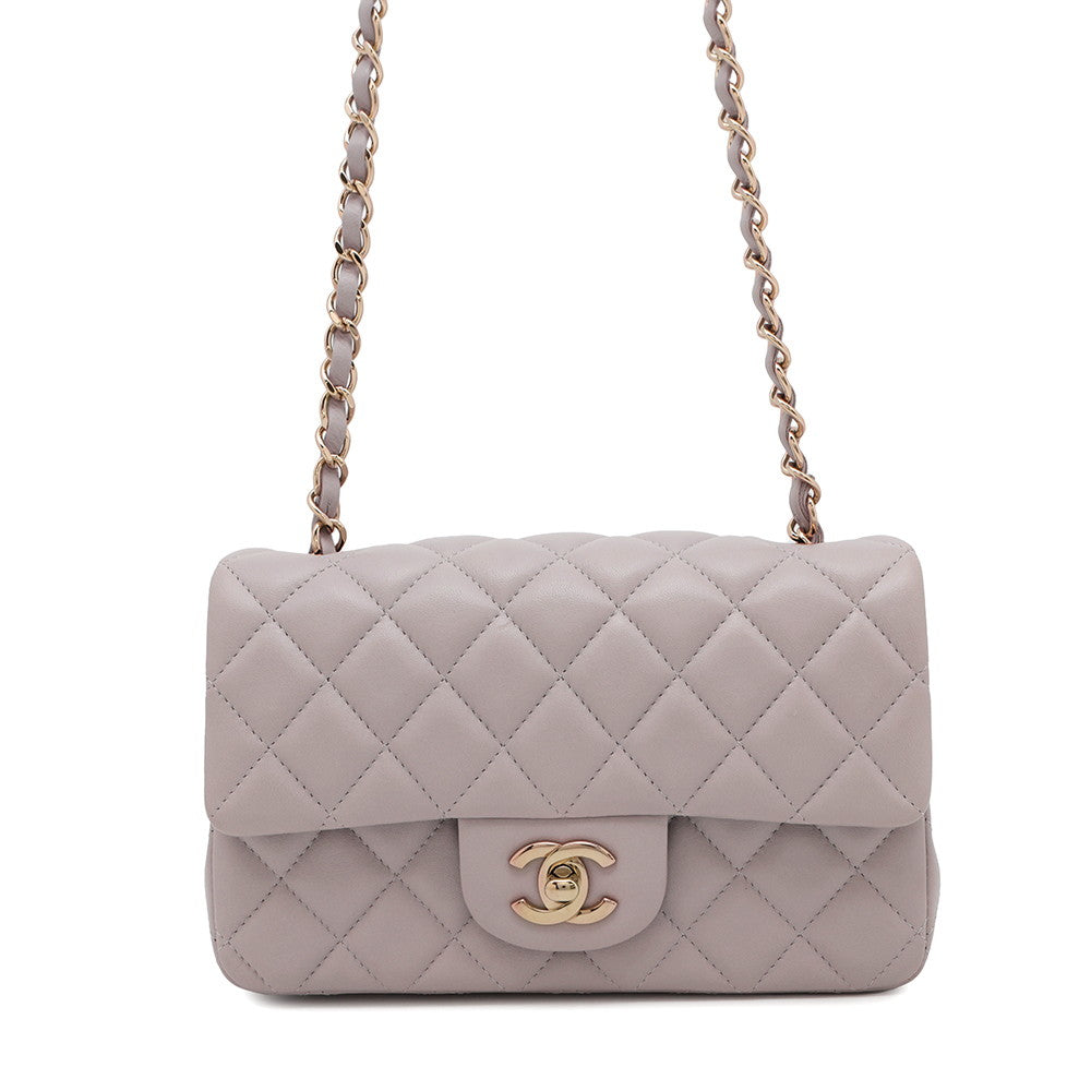 CHANEL Matelasse ChainShoulder Bag GrayA69900 Lambskin Size 20