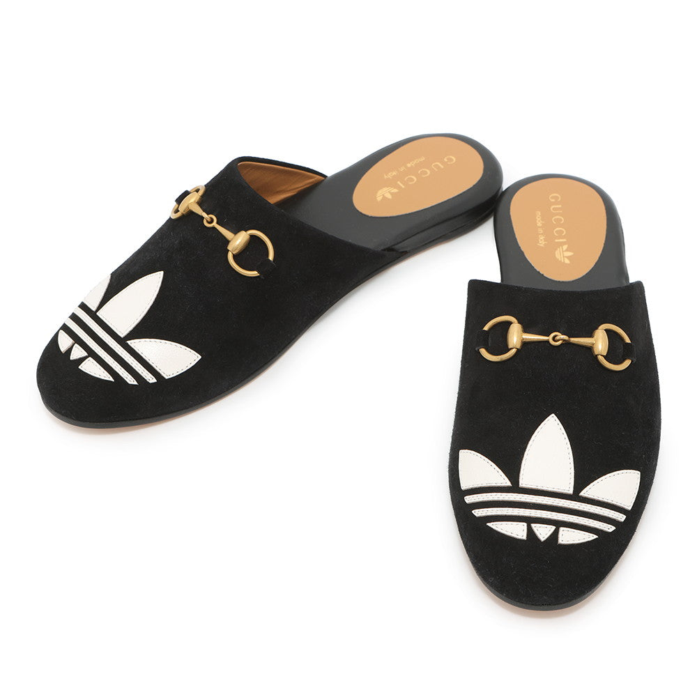 GUCCI Adidas collaboration Horsebit1955 mule slippers Black702211 Suede leather Size 36