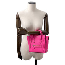 将图像加载到图库查看器中，CELINE Luggage shopper Neon Pink189243 Leather Size Nano
