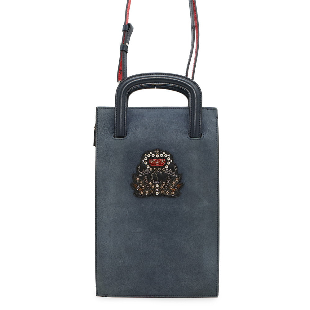 Christian Louboutin Trick Track 3WAY Bag Navy3175107 Nubuck Calf Leather Size Small