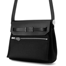 Load image into Gallery viewer, HERMES Herbag zip Black Toile H Viking Vache Hunter Leather Size Mini/20
