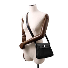 Load image into Gallery viewer, HERMES Herbag zip Black Toile H Viking Vache Hunter Leather Size Mini/20
