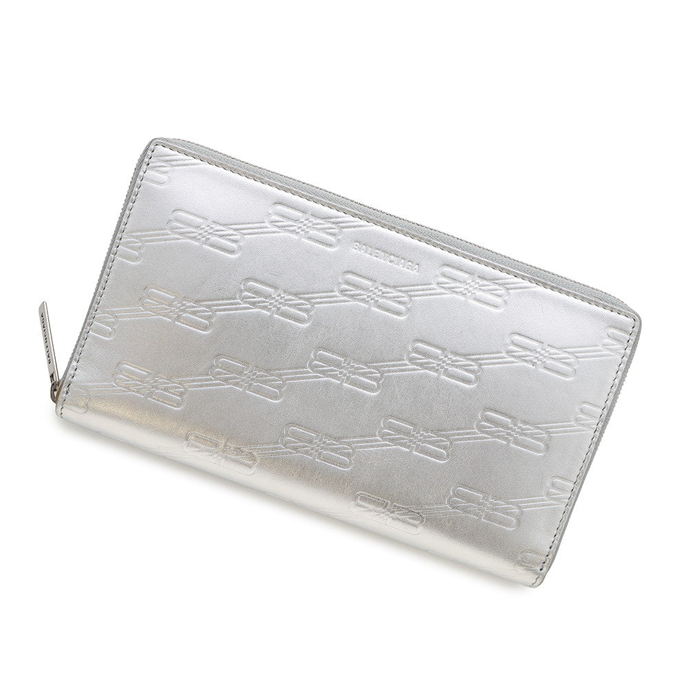 BALENCIAGA Zip Around Long Wallet Silver717787 Leather