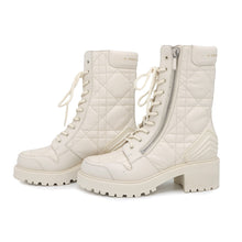 将图像加载到图库查看器中，Dior D-LEADER Cannage Mid-Length Boots IvoryKDI733CQC Calf Leather Size 38
