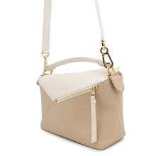 Load image into Gallery viewer, LOEWE Puzzle bag Shoulder Bag Beige/WhiteA510P60X38 Calf Leather Size Small
