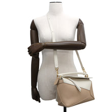 Load image into Gallery viewer, LOEWE Puzzle bag Shoulder Bag Beige/WhiteA510P60X38 Calf Leather Size Small
