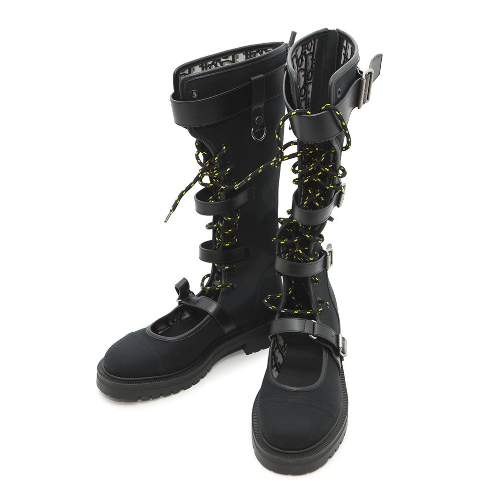 Dior DIORANGER long boots Black Canvas Leather Size 38
