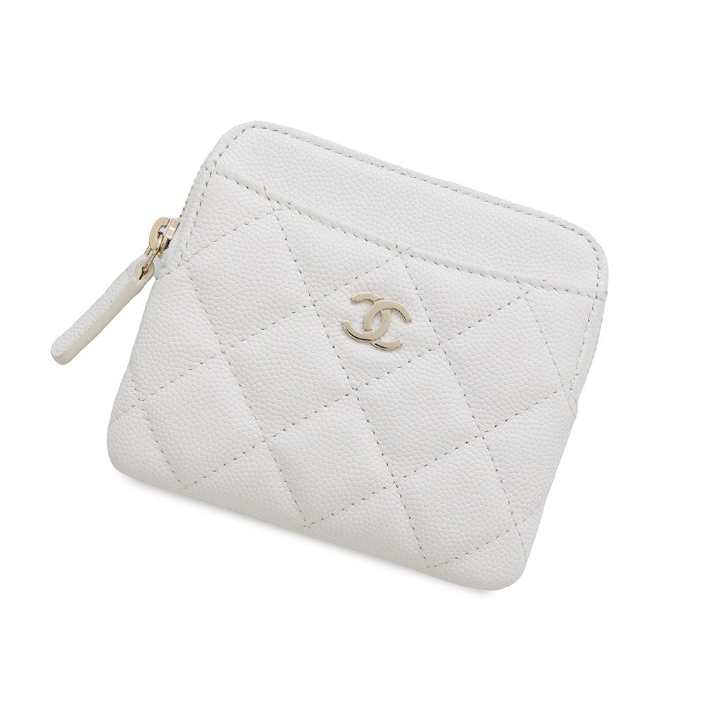 CHANEL Timeless Classics Coin purse WhiteAP2061 Caviar Leather