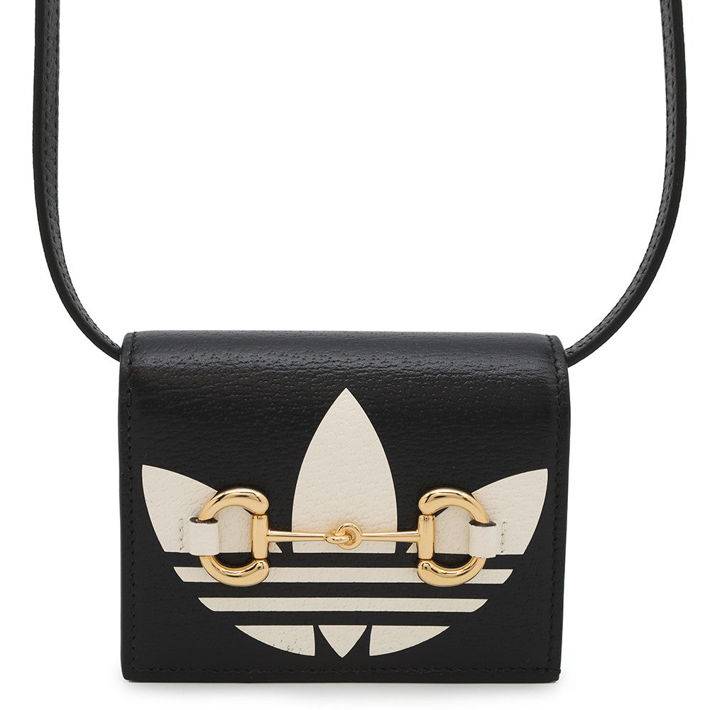 GUCCI adidas Collaboration Horsebit Shoulder Wallet Black/White702248 Leather