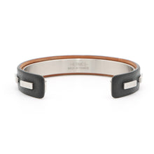 Load image into Gallery viewer, HERMES Combination Bangle Size S Black/Silver Leather Metal
