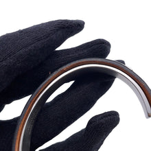 Load image into Gallery viewer, HERMES Combination Bangle Size S Black/Silver Leather Metal
