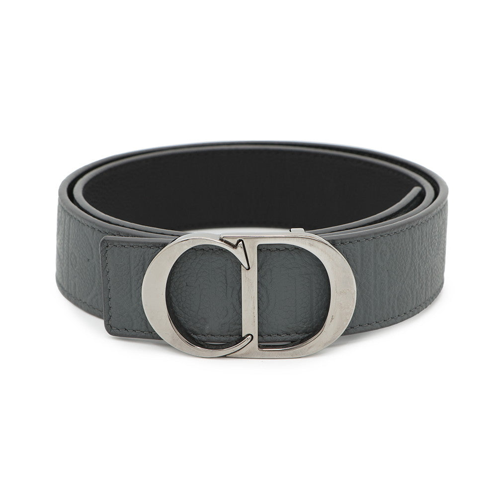 Dior CD Icon Reversible Belt Gray Leather Size 80
