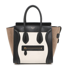 Load image into Gallery viewer, CELINE Luggage shopper White/Black/Gray167793 Leather Size micro
