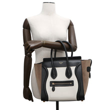 Load image into Gallery viewer, CELINE Luggage shopper White/Black/Gray167793 Leather Size micro
