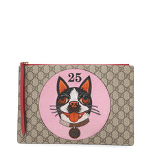 将图像加载到图库查看器中，GUCCI BOSCO Clutch Bag Beige/Pink/Red506280 GG Supreme Suede Leather
