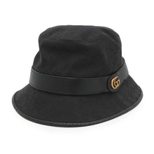 Load image into Gallery viewer, GUCCI Original GG Canvas Bucket Hat Size 59/L Black576587 Canvas Leather

