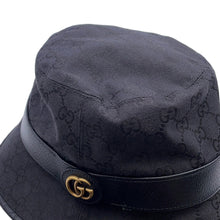 Load image into Gallery viewer, GUCCI Original GG Canvas Bucket Hat Size 59/L Black576587 Canvas Leather
