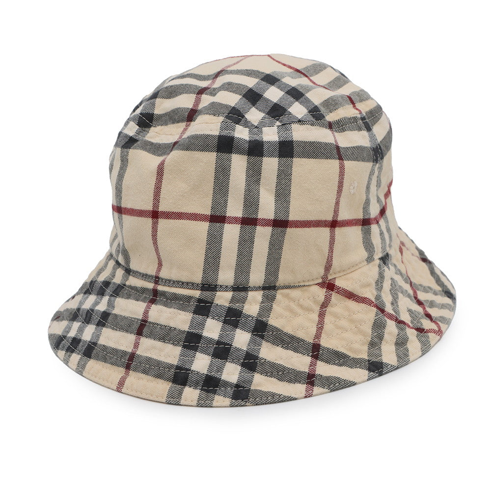 BURBERRY Check bucket hat Size M Beige Cotton100%