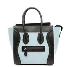 Load image into Gallery viewer, CELINE Luggage shopper Light Blue/White/Black189793 Canvas Leather Size micro
