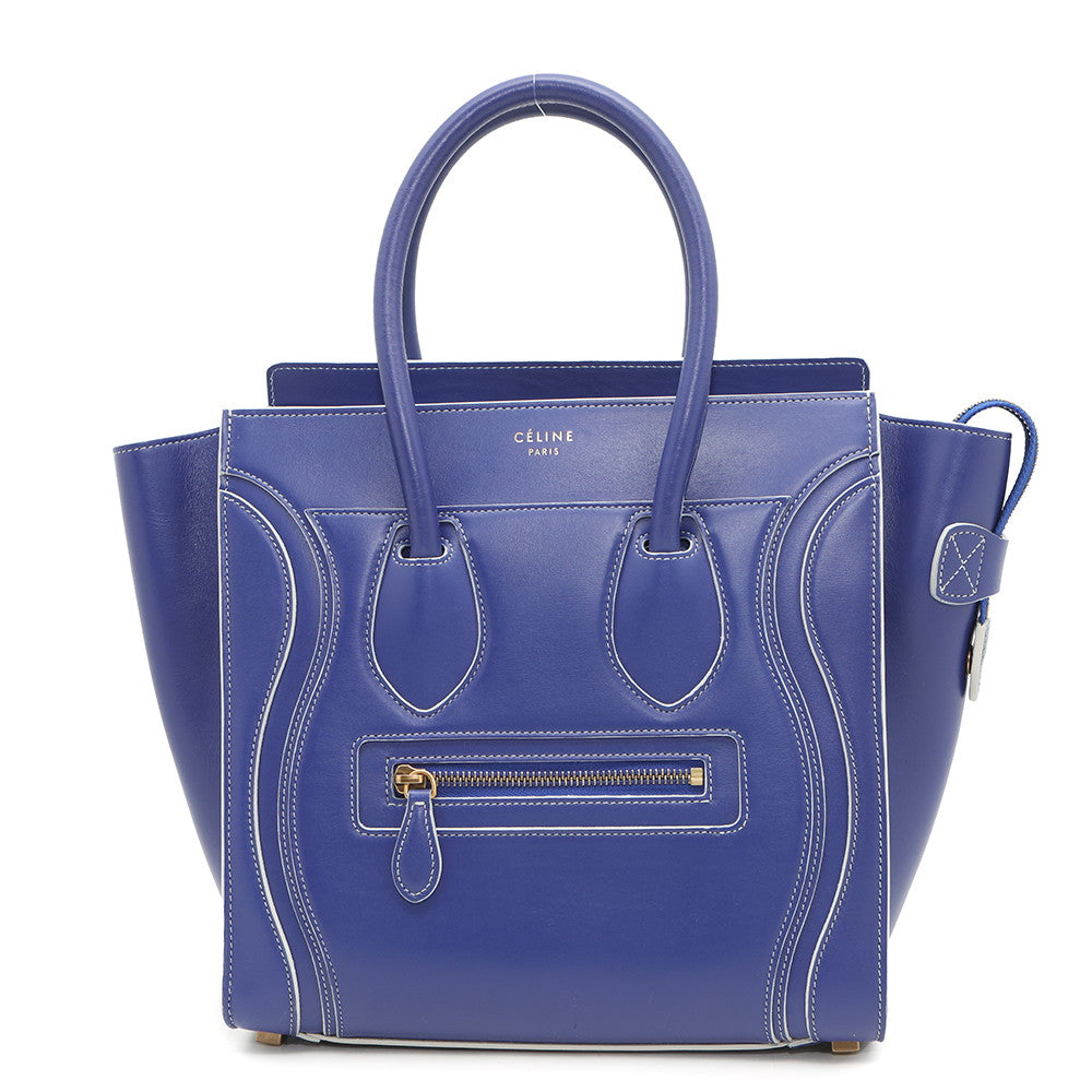 CELINE ★Luggage Shopper Blue189793 Leather Size micro