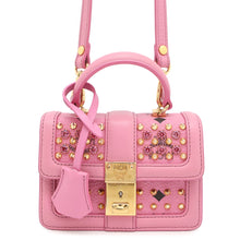 Load image into Gallery viewer, MCM Visetos Studded 2-Way Bag PinkMWE4SVI76PK001 Leather Rhinestone
