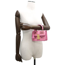 将图像加载到图库查看器中，MCM ★Visetos Studded 2-Way Bag PinkMWE4SVI76PK001 Leather Rhinestone
