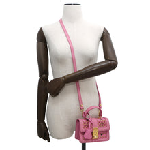 Load image into Gallery viewer, MCM Visetos Studded 2-Way Bag PinkMWE4SVI76PK001 Leather Rhinestone
