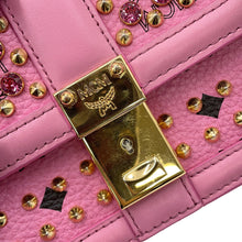 Load image into Gallery viewer, MCM Visetos Studded 2-Way Bag PinkMWE4SVI76PK001 Leather Rhinestone
