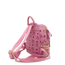 将图像加载到图库查看器中，MCM Visetos Side Studded Backpack PinkMMK3AVE41PK001 Leather Canvas
